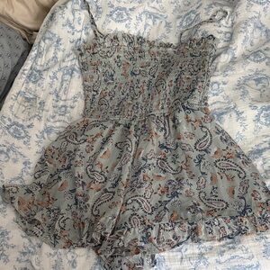 Trixxi Sage Green Paisley Smocked Romper